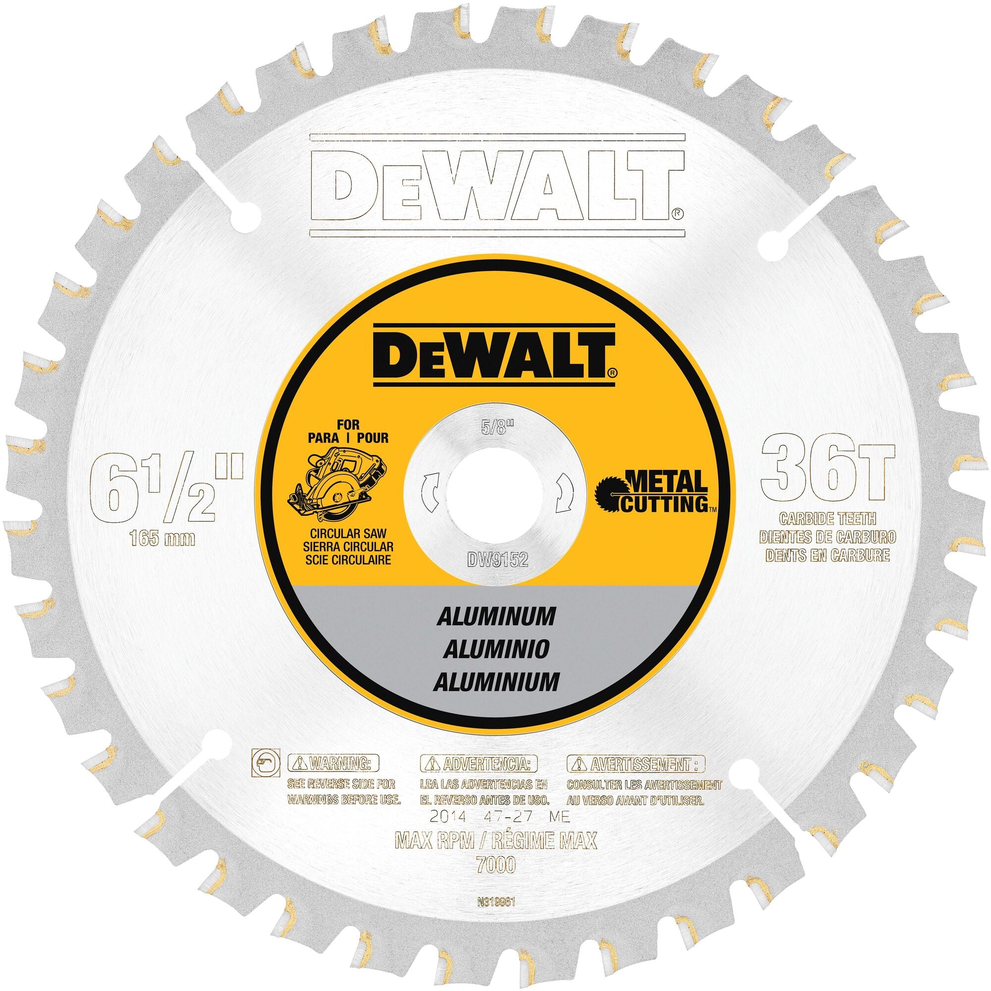 DEWALT 61/2Inch Circular Saw Blade, Aluminum Cutting, 5/8Inch Arbor